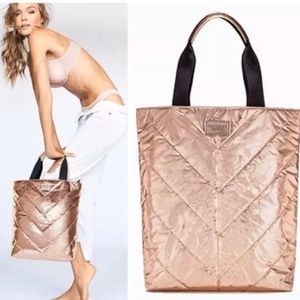 NWT Victoria's Secret Rose Gold Chevron Tote